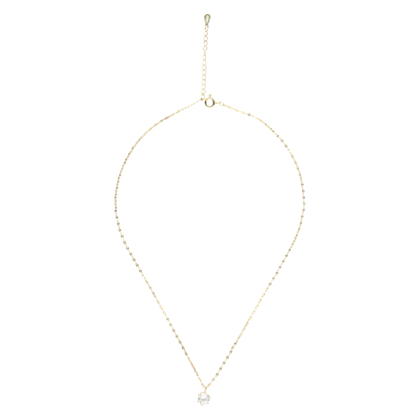 14K Gold Plated Solitaire Necklace